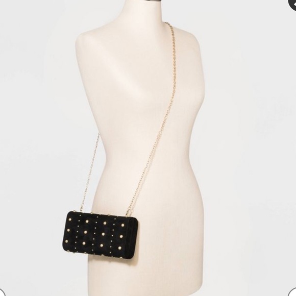 Estee & Lilly PuckerMinaudiereGoldStudsClutchBlack - Picture 2 of 7